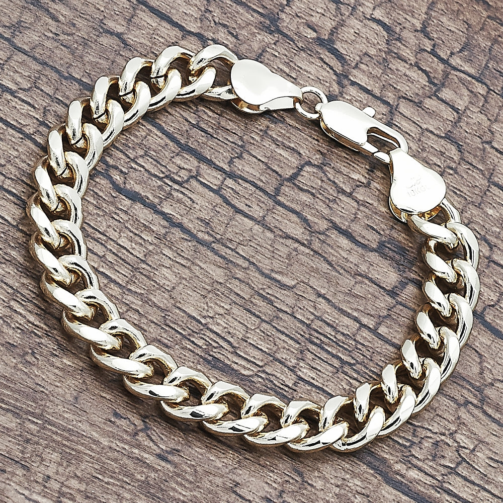 Oro Laminado Basic Bracelet, Gold Filled Style Miami Cuban Design, Polished, Golden Finish