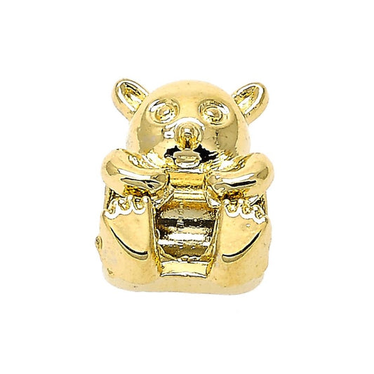 Oro Laminado Love Link Pendant, Gold Filled Style Teddy Bear Design, Polished, Golden Finish