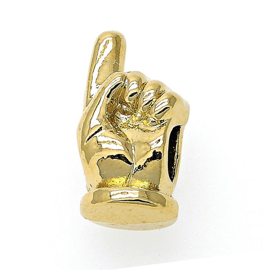 Oro Laminado Love Link Pendant, Gold Filled Style Hand Design, Polished, Golden Finish