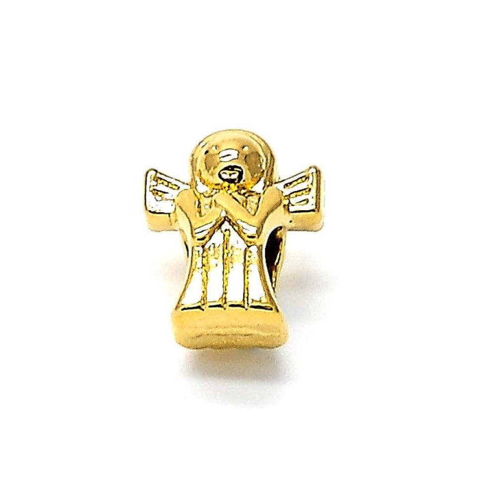 Oro Laminado Love Link Pendant, Gold Filled Style Angel Design, Polished, Golden Finish