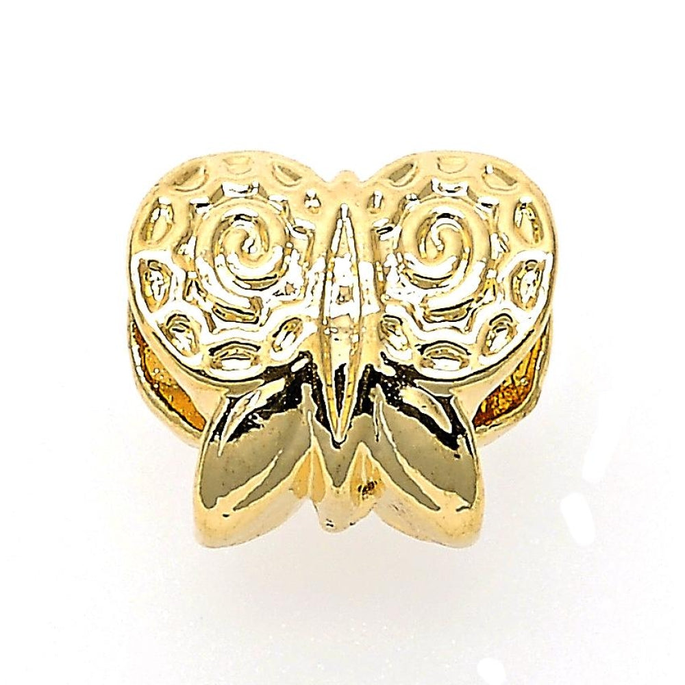 Oro Laminado Love Link Pendant, Gold Filled Style with White Crystal, Polished, Golden Finish