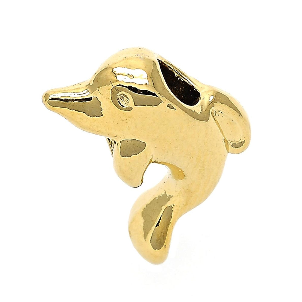 Oro Laminado Love Link Pendant, Gold Filled Style Dolphin Design, Polished, Golden Finish