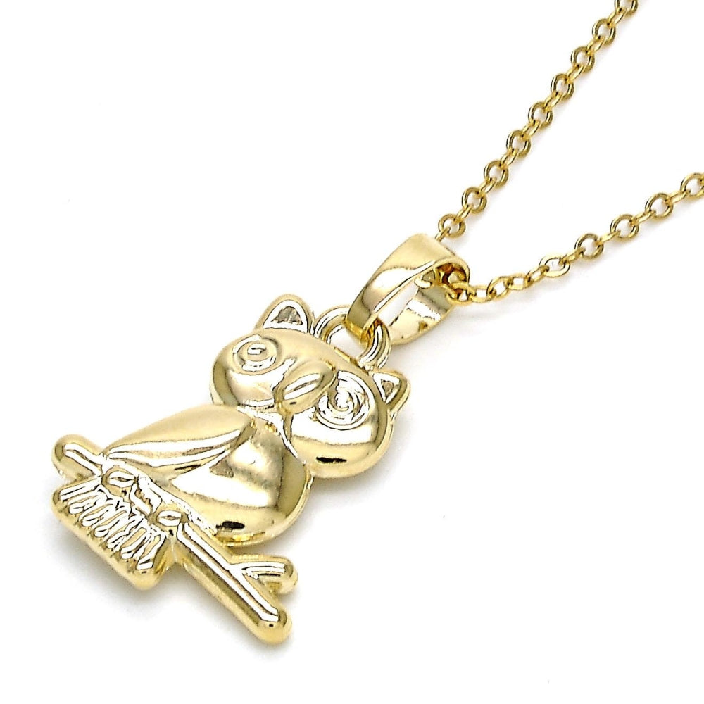 Oro Laminado Fancy Pendant, Gold Filled Style Owl Design, Polished, Golden Finish