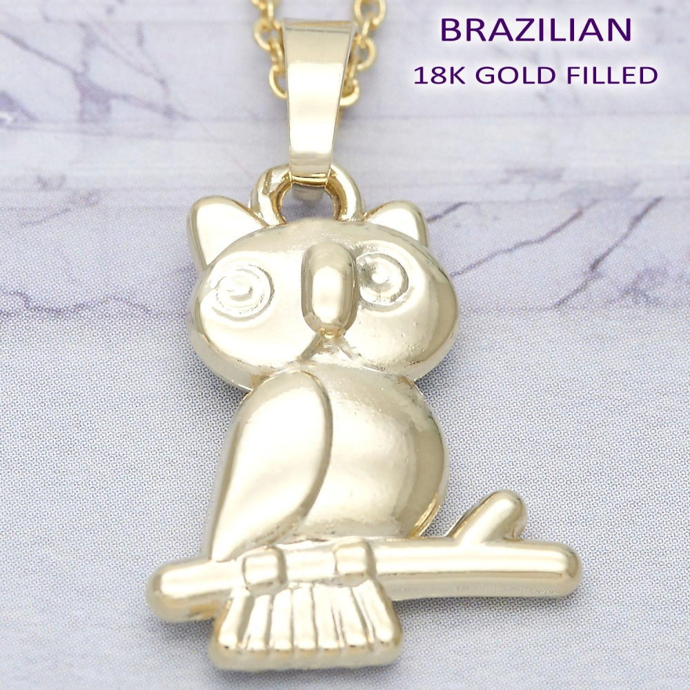 Oro Laminado Fancy Pendant, Gold Filled Style Owl Design, Polished, Golden Finish