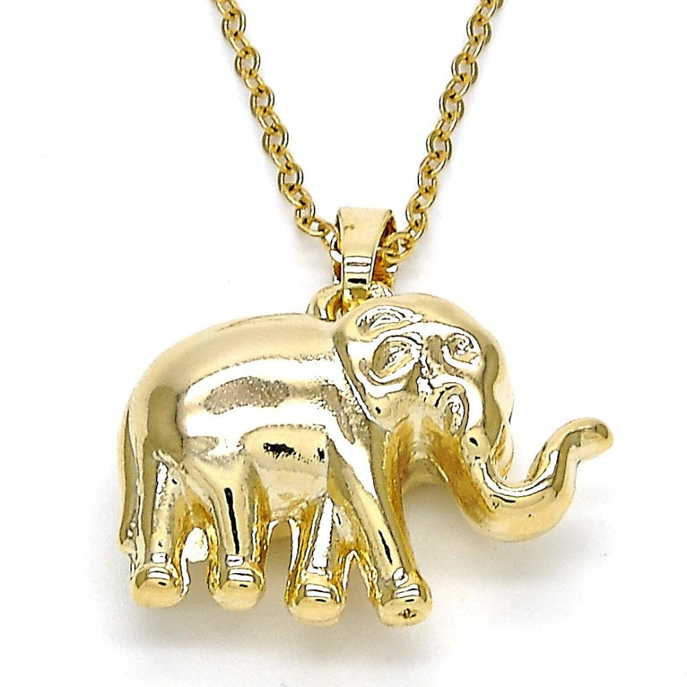 Oro Laminado Fancy Pendant, Gold Filled Style Elephant Design, Polished, Golden Finish