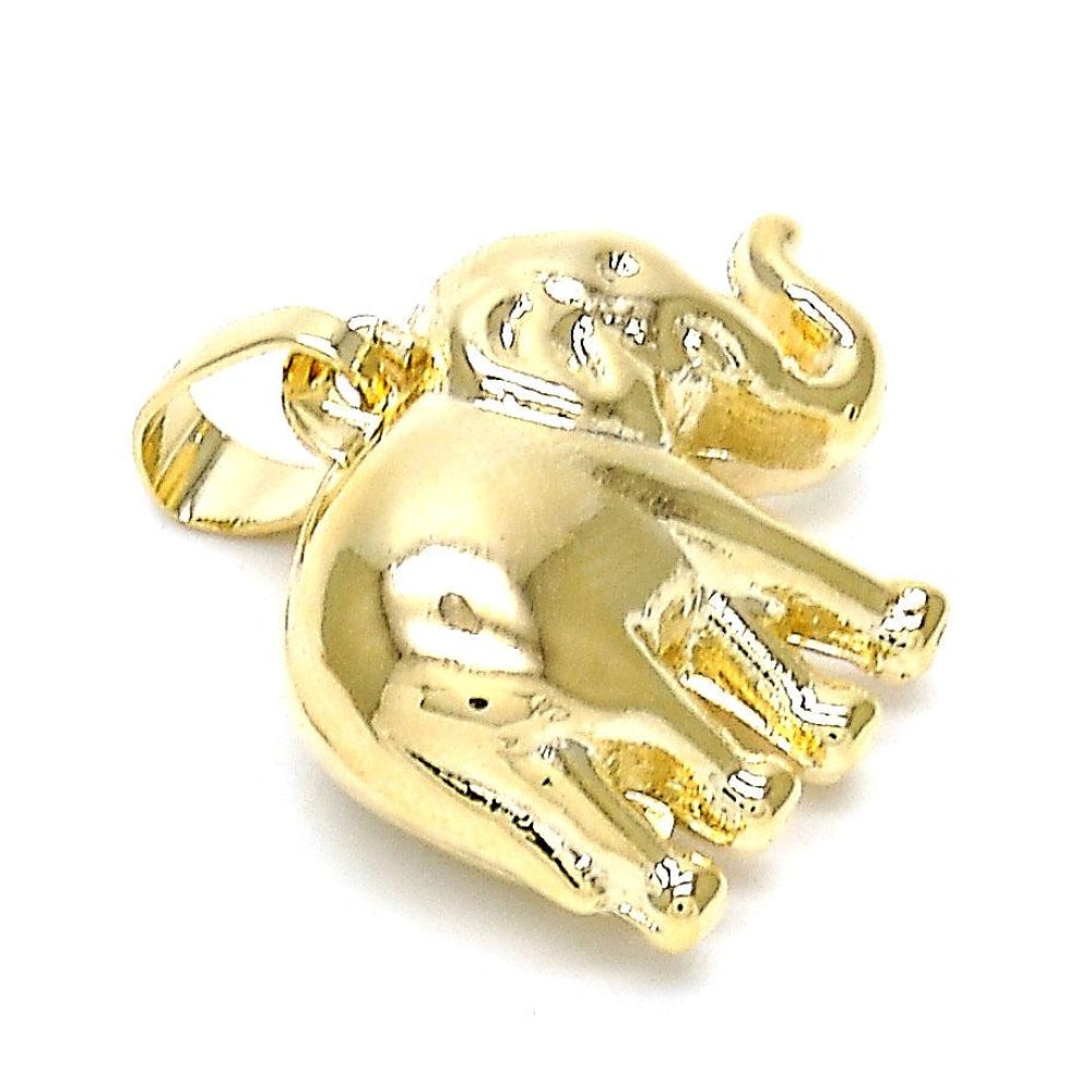 Oro Laminado Fancy Pendant, Gold Filled Style Elephant Design, Polished, Golden Finish