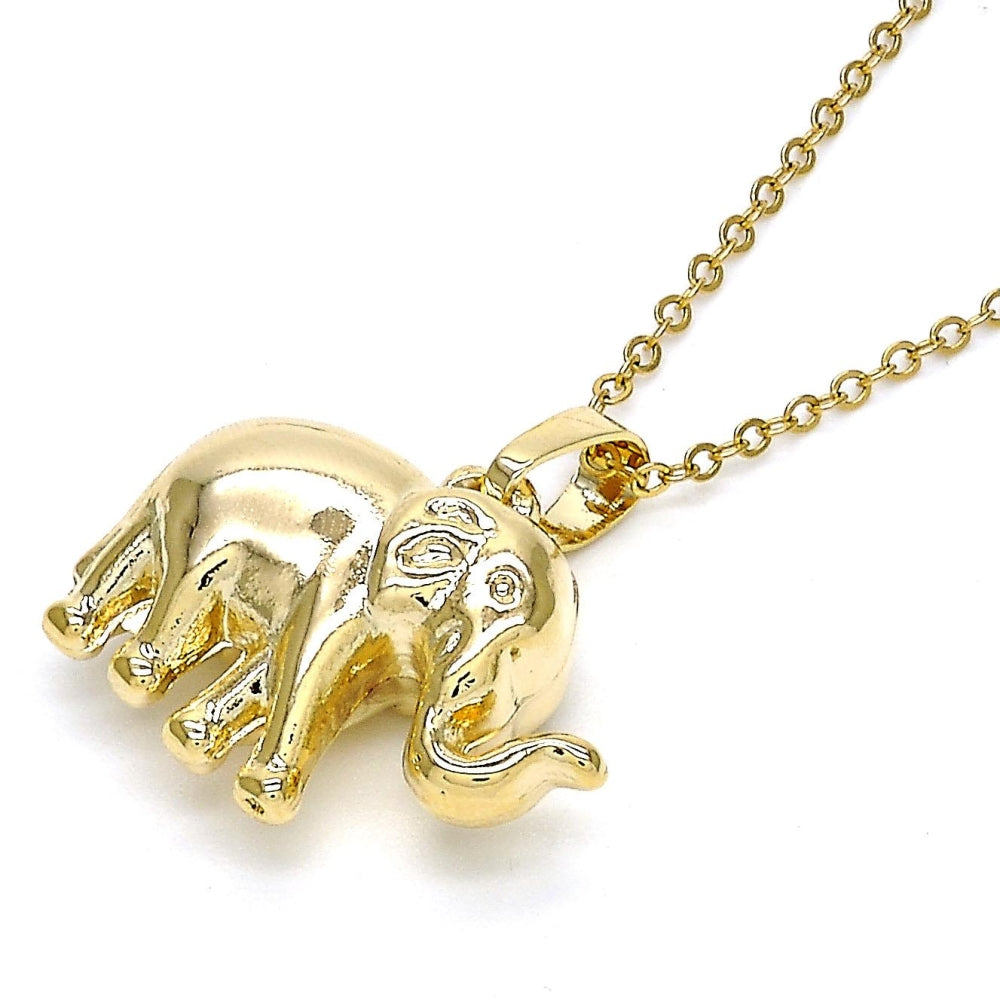 Oro Laminado Fancy Pendant, Gold Filled Style Elephant Design, Polished, Golden Finish