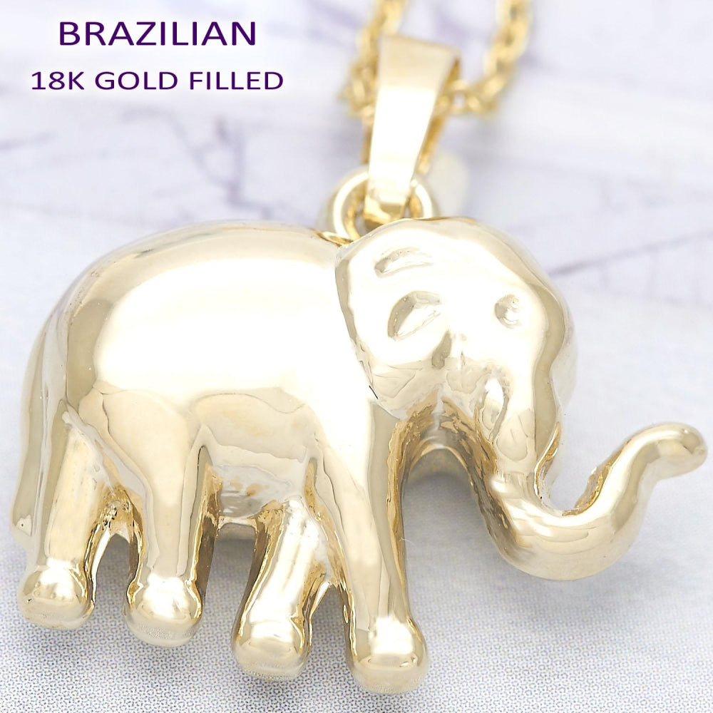Oro Laminado Fancy Pendant, Gold Filled Style Elephant Design, Polished, Golden Finish