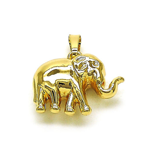 Oro Laminado Fancy Pendant, Gold Filled Style Elephant Design, Polished, Golden Finish