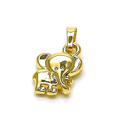 Oro Laminado Fancy Pendant, Gold Filled Style Elephant Design, Polished, Golden Finish