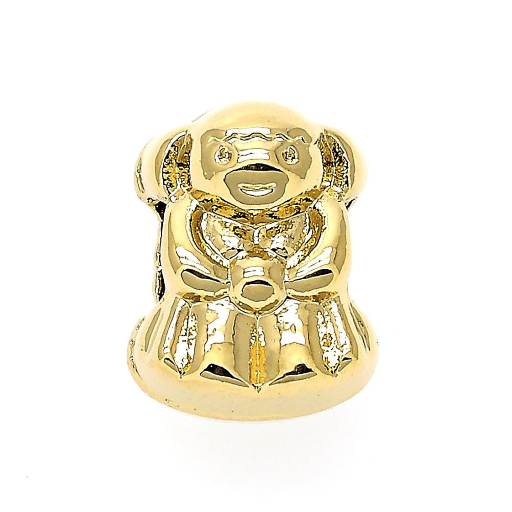 Oro Laminado Love Link Pendant, Gold Filled Style Teddy Bear Design, Polished, Golden Finish