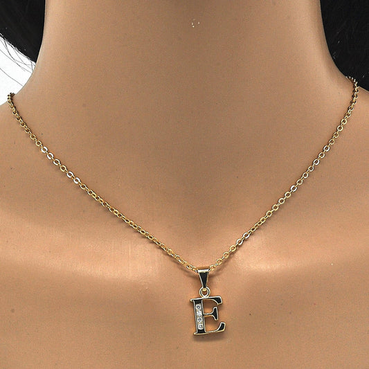 Oro Laminado Fancy Pendant, Gold Filled Style Initials Design, with White Cubic Zirconia, Polished, Golden Finish