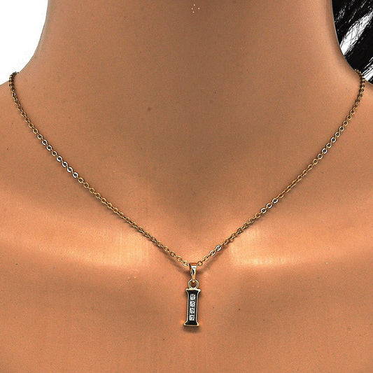 Oro Laminado Fancy Pendant, Gold Filled Style Initials Design, with White Cubic Zirconia, Polished, Golden Finish