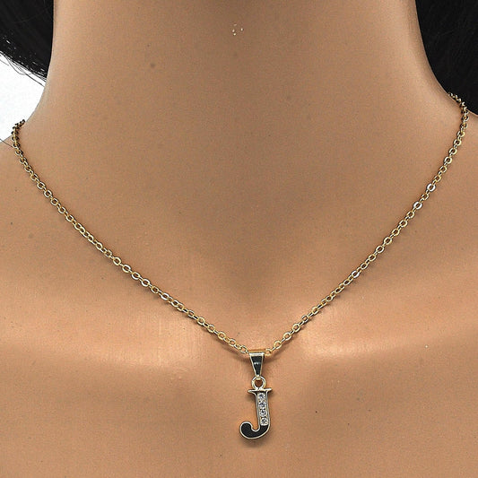 Oro Laminado Fancy Pendant, Gold Filled Style Initials Design, with White Cubic Zirconia, Polished, Golden Finish