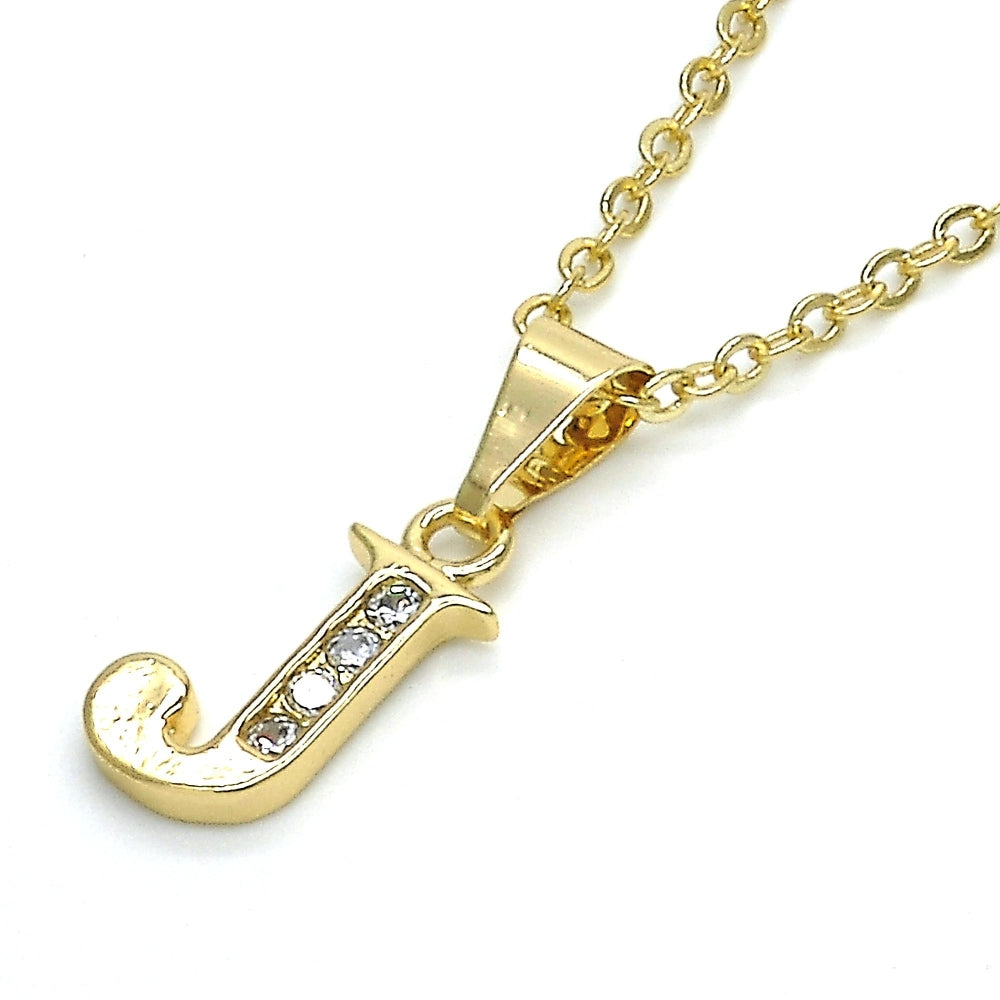 Oro Laminado Fancy Pendant, Gold Filled Style Initials Design, with White Cubic Zirconia, Polished, Golden Finish
