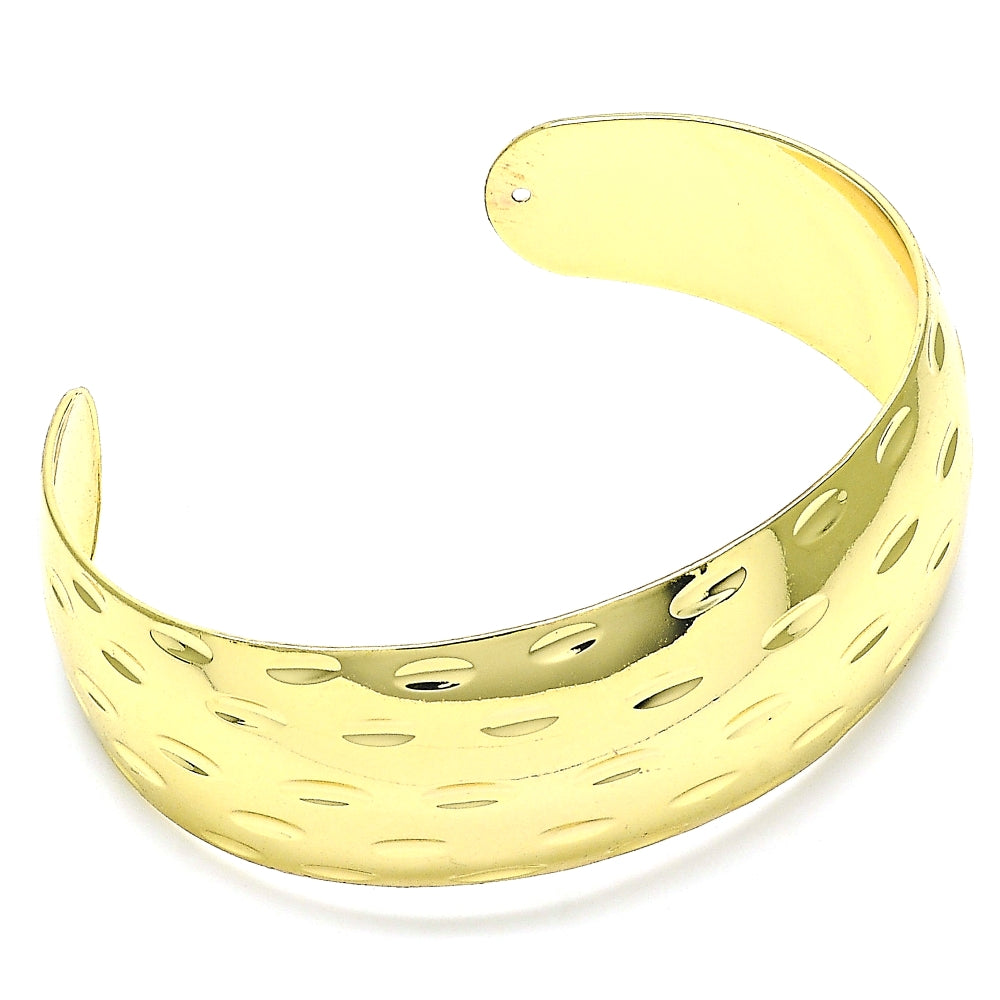 Oro Laminado Individual Bangle, Gold Filled Style Diamond Cutting Finish, Golden Finish