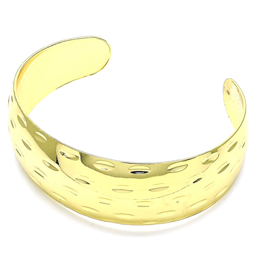 Oro Laminado Individual Bangle, Gold Filled Style Diamond Cutting Finish, Golden Finish