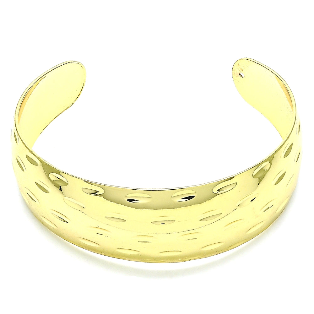Oro Laminado Individual Bangle, Gold Filled Style Diamond Cutting Finish, Golden Finish