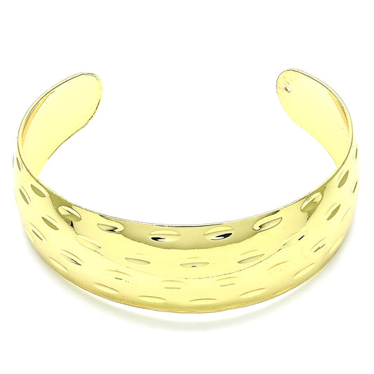 Oro Laminado Individual Bangle, Gold Filled Style Diamond Cutting Finish, Golden Finish