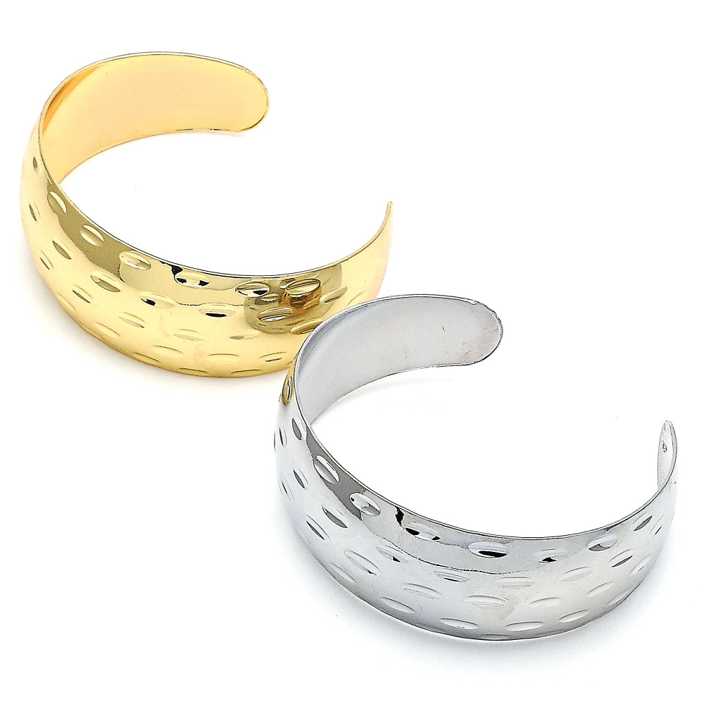Oro Laminado Individual Bangle, Gold Filled Style Diamond Cutting Finish, Golden Finish