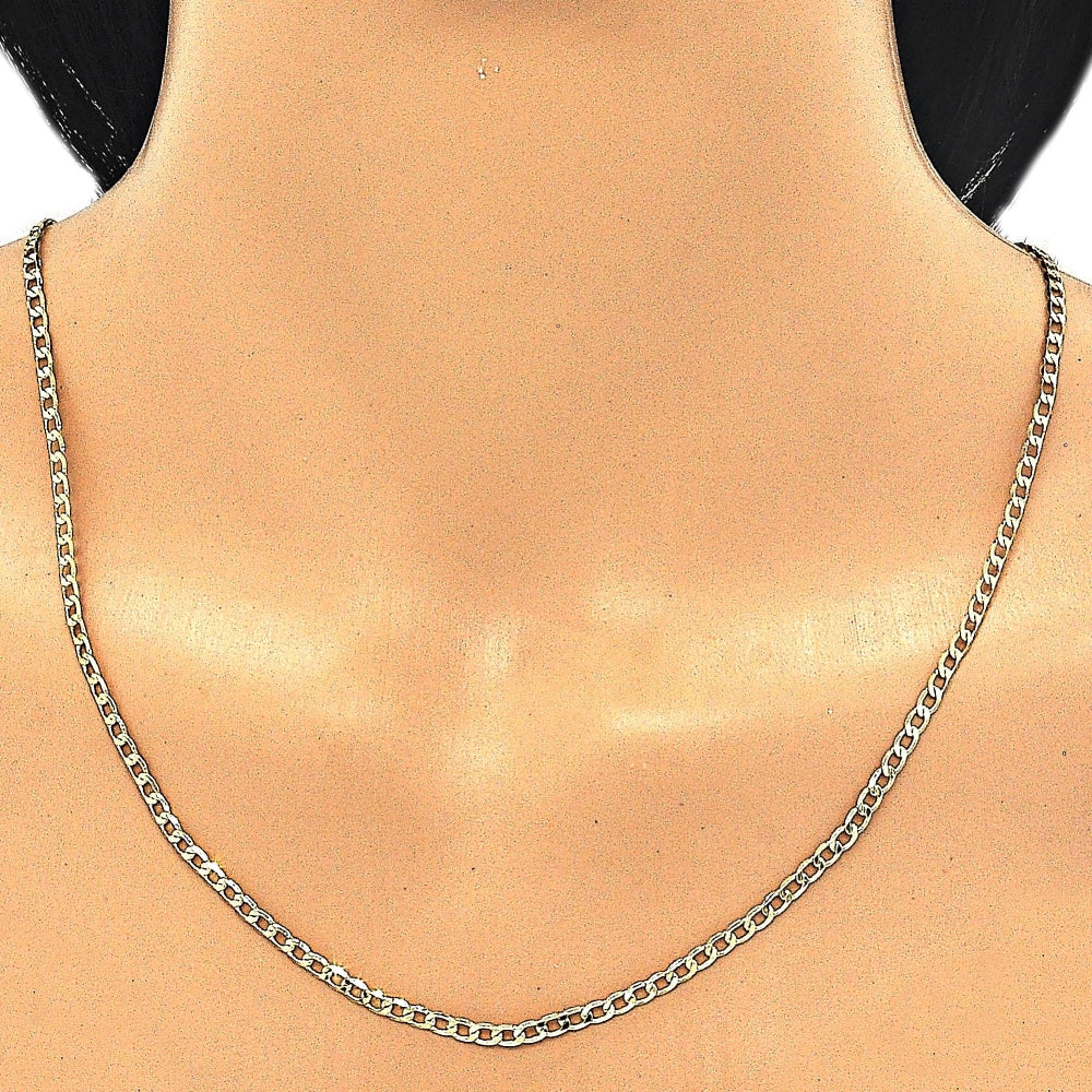 Oro Laminado Basic Necklace, Gold Filled Style Curb Design, Polished, Golden Finish