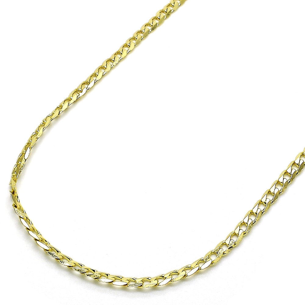 Oro Laminado Basic Necklace, Gold Filled Style Curb Design, Polished, Golden Finish