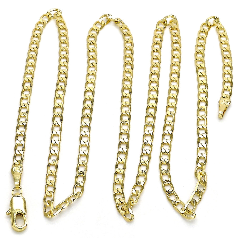 Oro Laminado Basic Necklace, Gold Filled Style Curb Design, Polished, Golden Finish