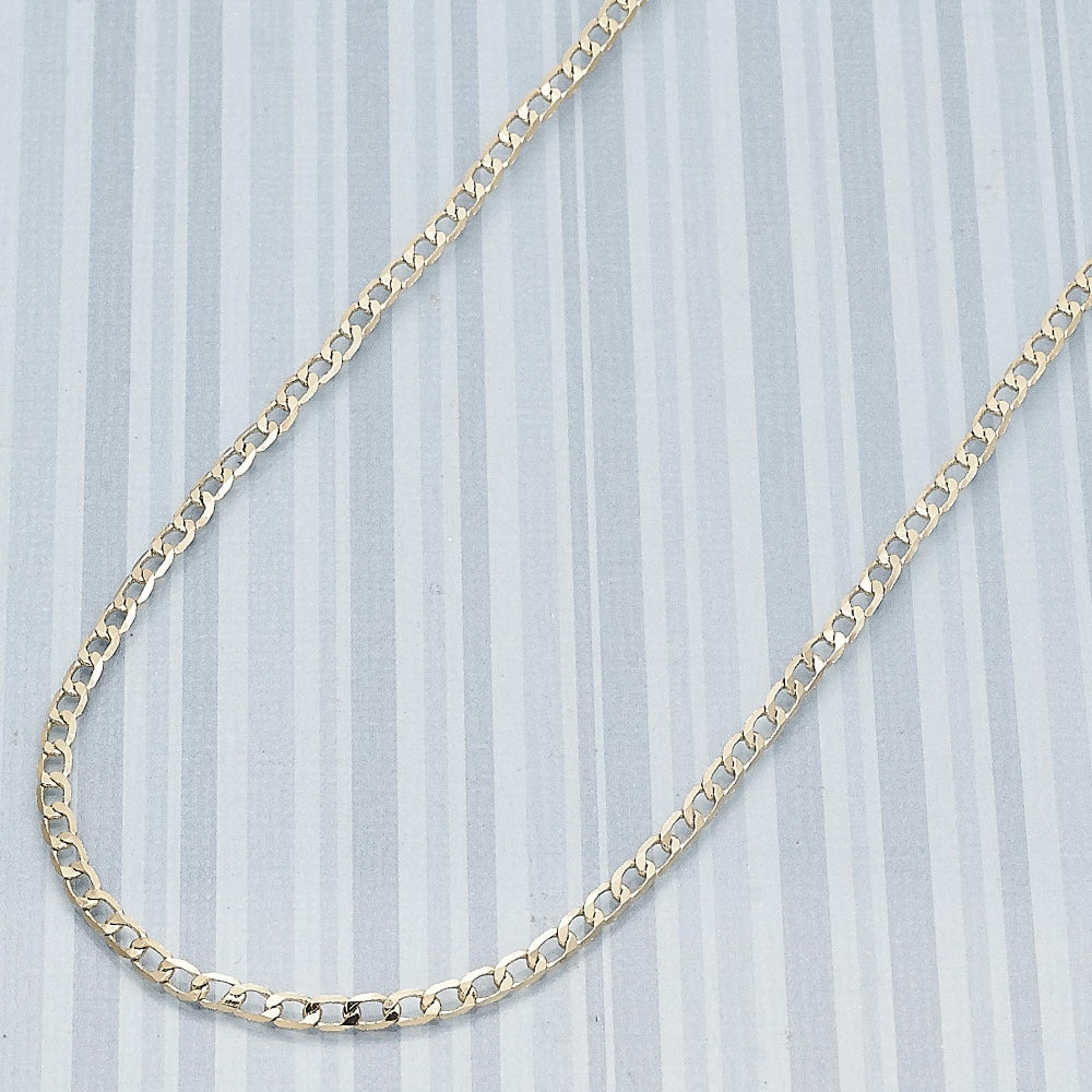 Oro Laminado Basic Necklace, Gold Filled Style Curb Design, Polished, Golden Finish