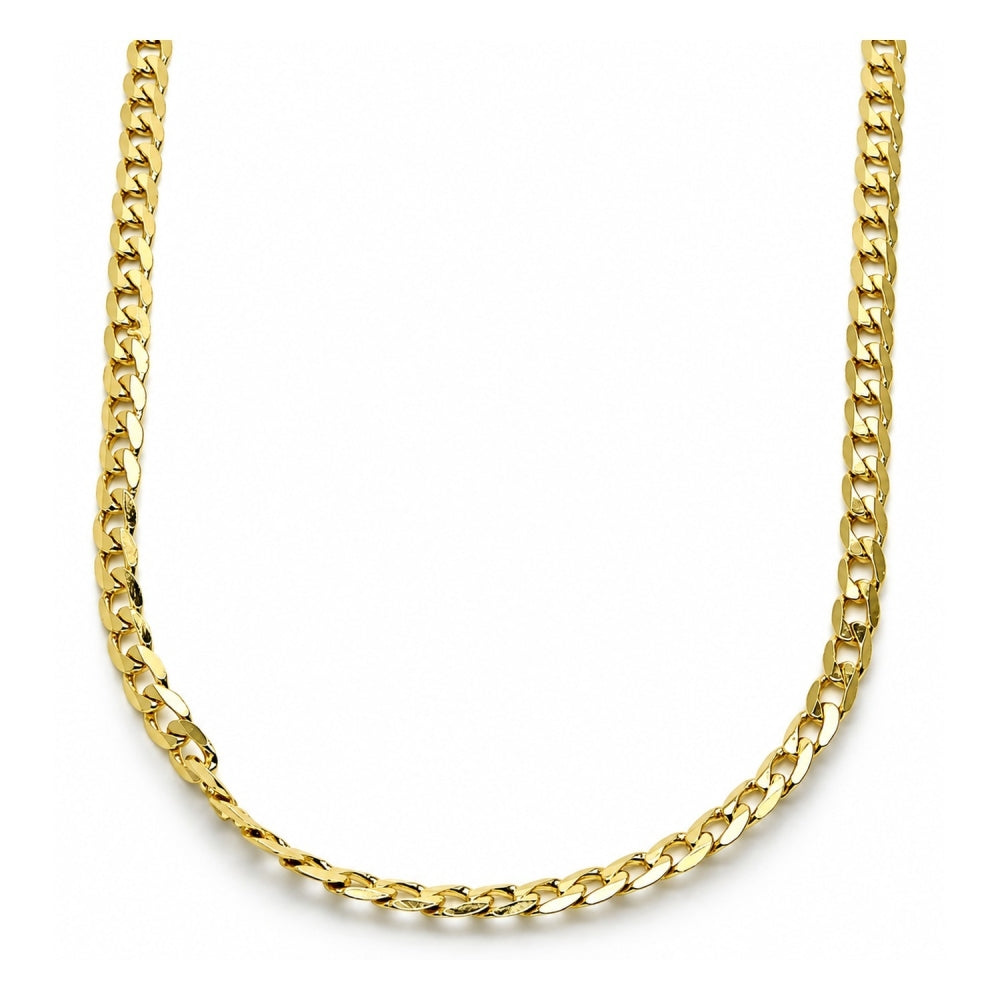 Oro Laminado Basic Necklace, Gold Filled Style Curb Design, Polished, Golden Finish