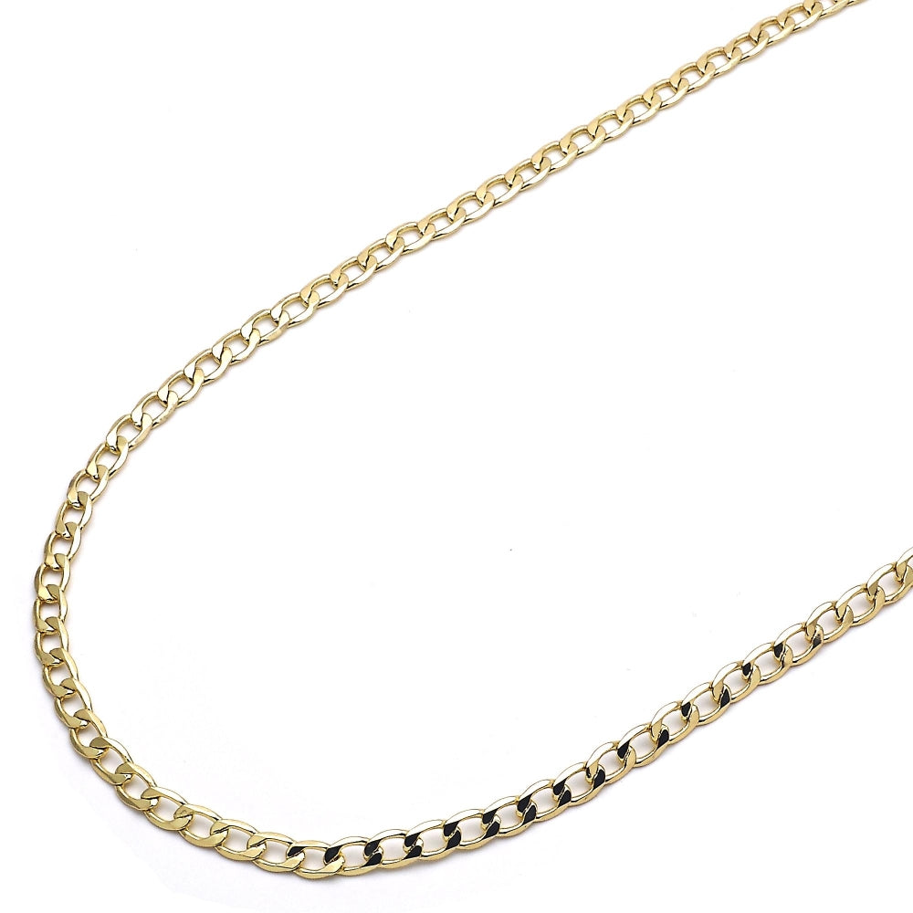Oro Laminado Basic Necklace, Gold Filled Style Curb Design, Polished, Golden Finish