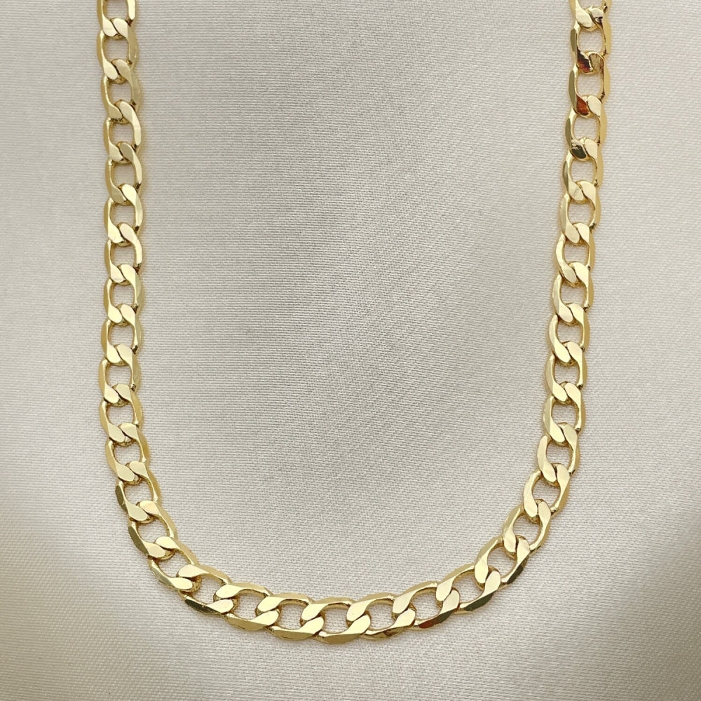 Oro Laminado Basic Necklace, Gold Filled Style Curb Design, Polished, Golden Finish