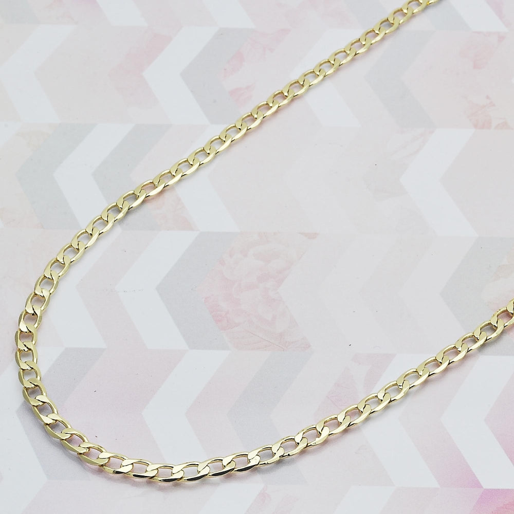 Oro Laminado Basic Necklace, Gold Filled Style Curb Design, Polished, Golden Finish