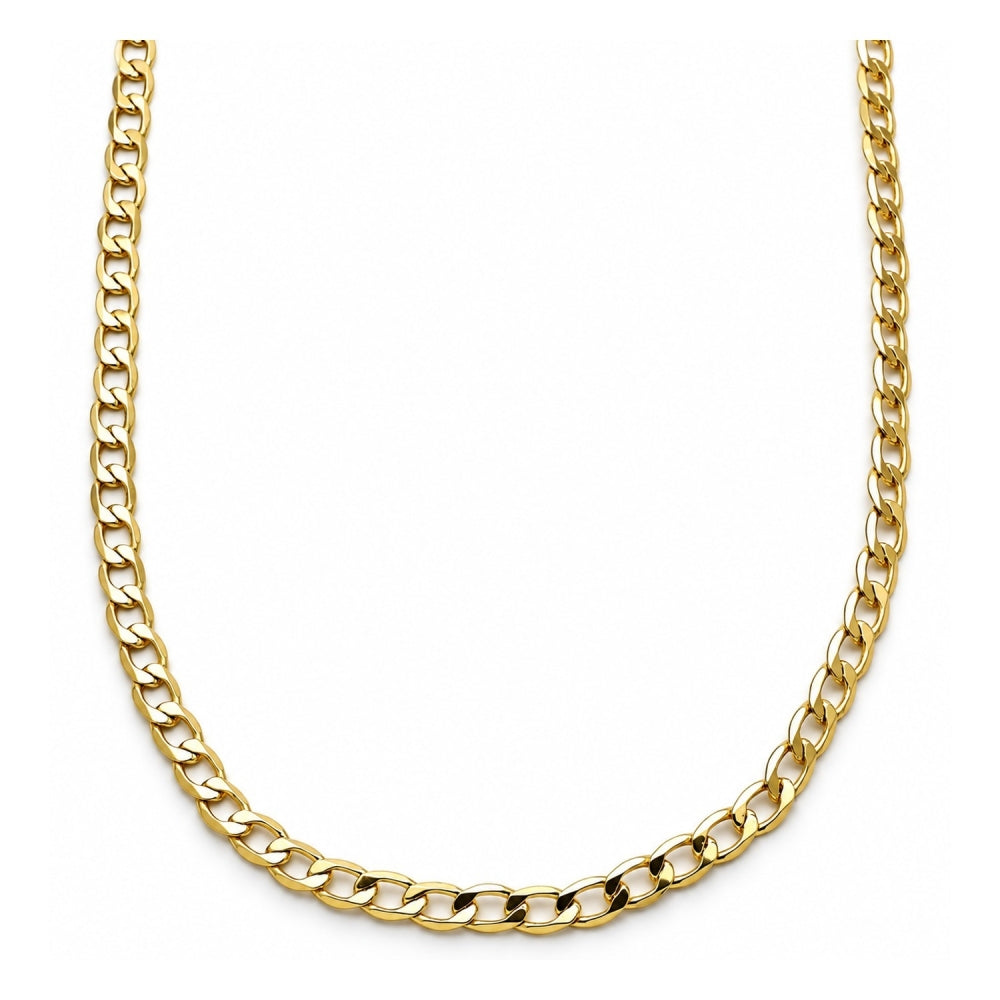 Oro Laminado Basic Necklace, Gold Filled Style Curb Design, Polished, Golden Finish