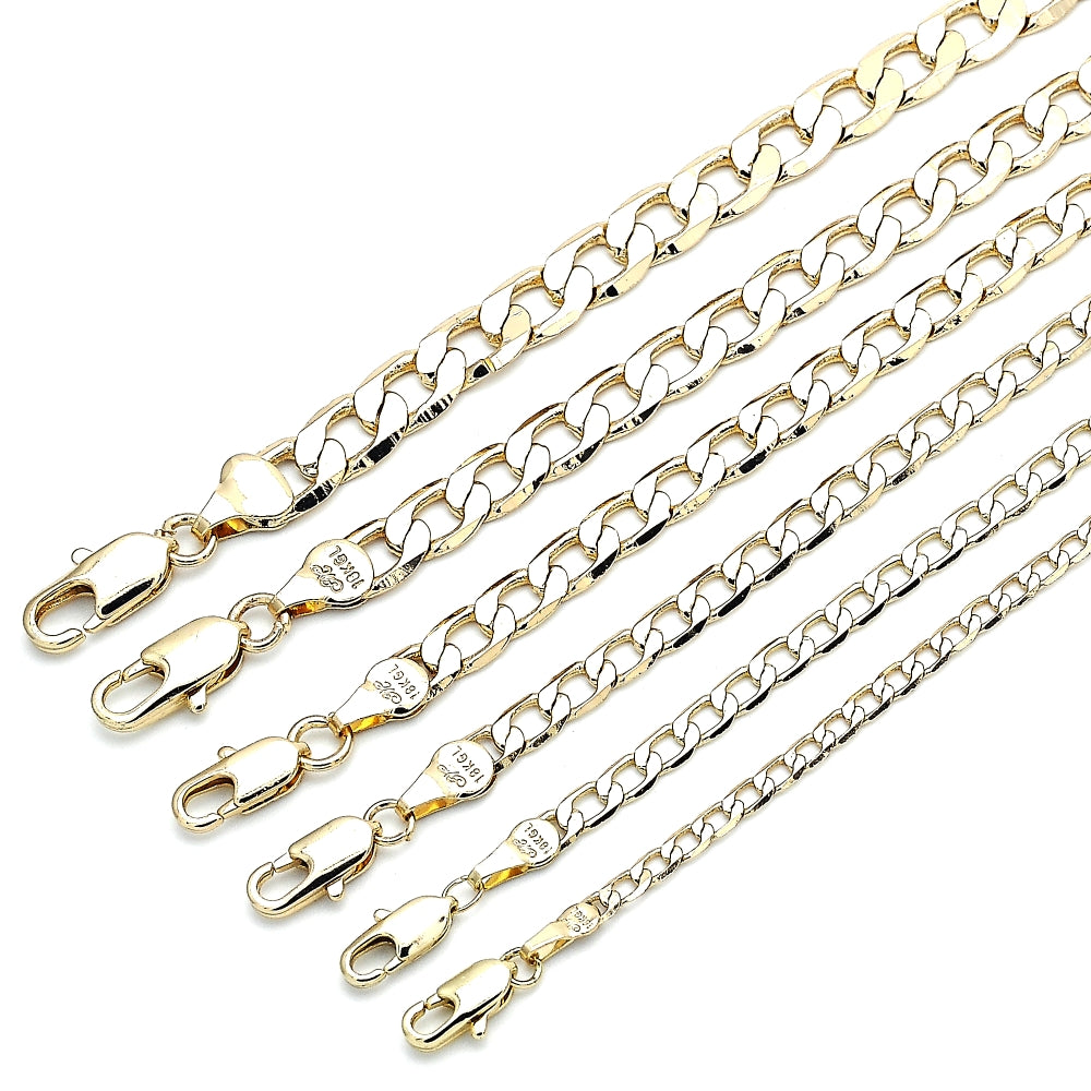 Oro Laminado Basic Necklace, Gold Filled Style Curb Design, Polished, Golden Finish