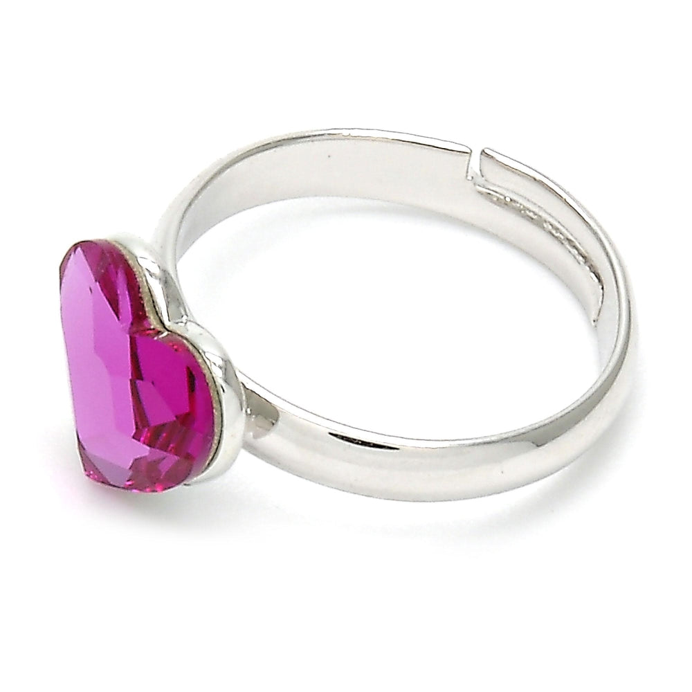 Rhodium Gold Filled Multi Stone Ring, Heart Design, with Rose Swarovski Crystals, Polished, Rhodium Finish