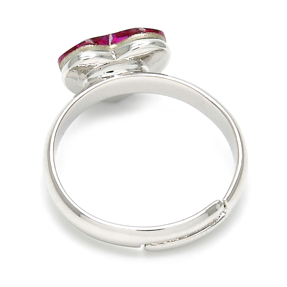 Rhodium Gold Filled Multi Stone Ring, Heart Design, with Rose Swarovski Crystals, Polished, Rhodium Finish