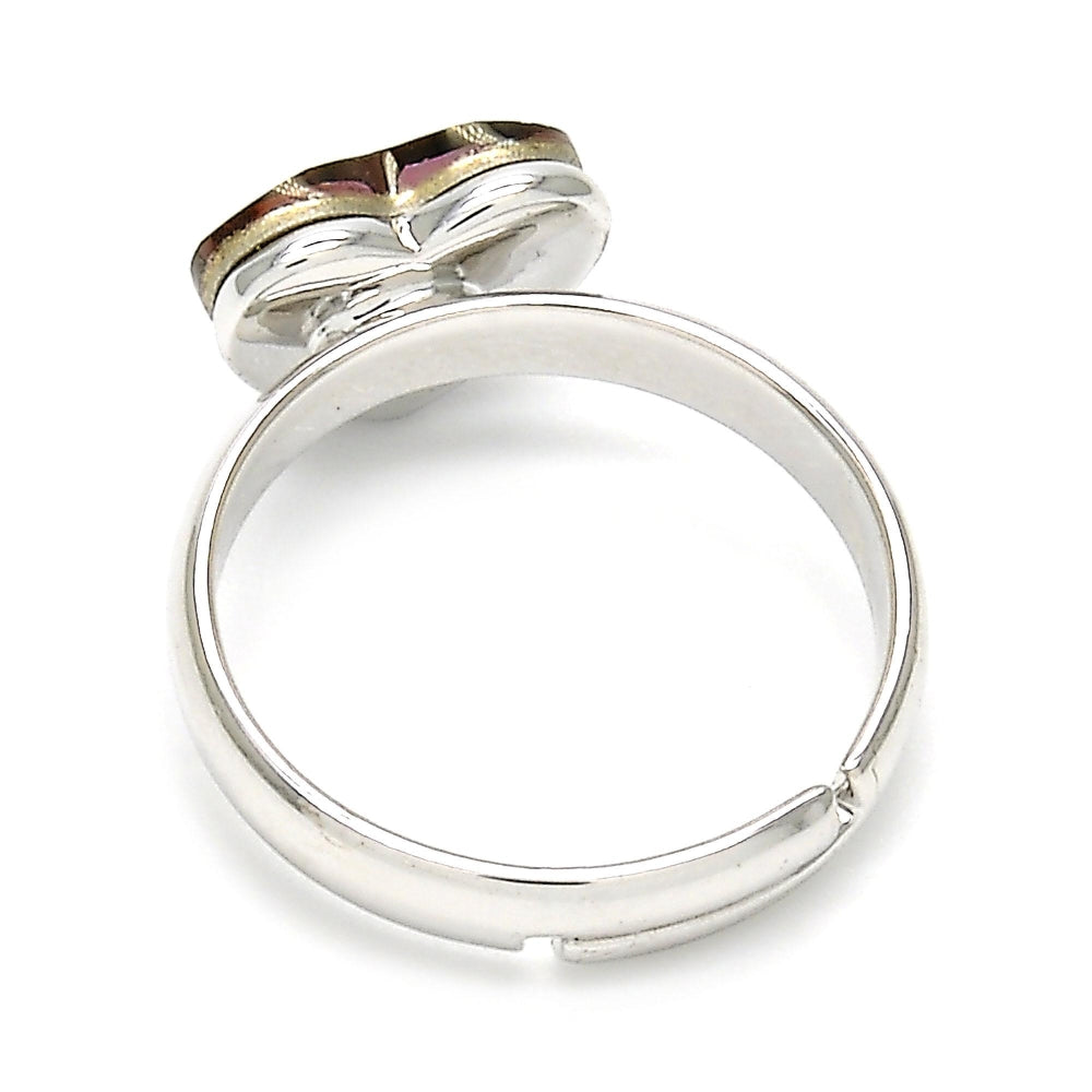 Rhodium Gold Filled Multi Stone Ring, Heart Design, with Antique Pink Swarovski Crystals, Polished, Rhodium Finish
