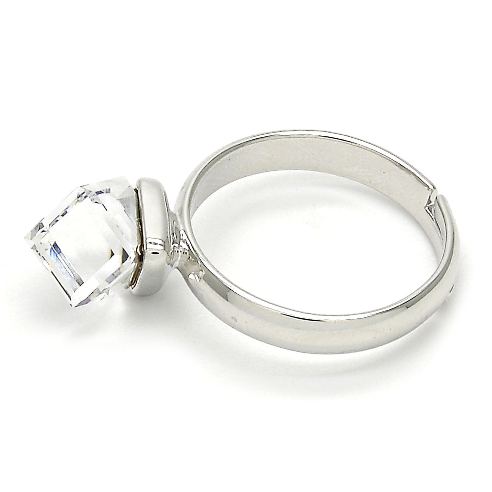 Rhodium Gold Filled Multi Stone Ring, with Heliotrope Swarovski Crystals, Polished, Rhodium Finish