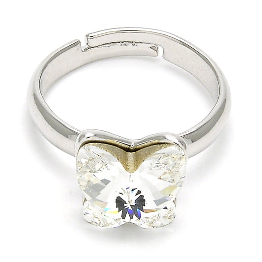 Rhodium Gold Filled Multi Stone Ring, Butterfly Design, with Crystal Swarovski Crystals, Polished, Rhodium Finish