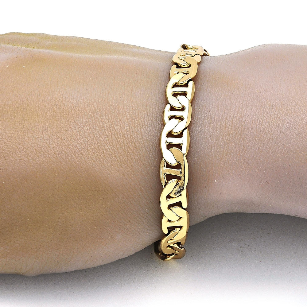 Gold Tone Basic Bracelet, Mariner Design, Polished, Golden Finish