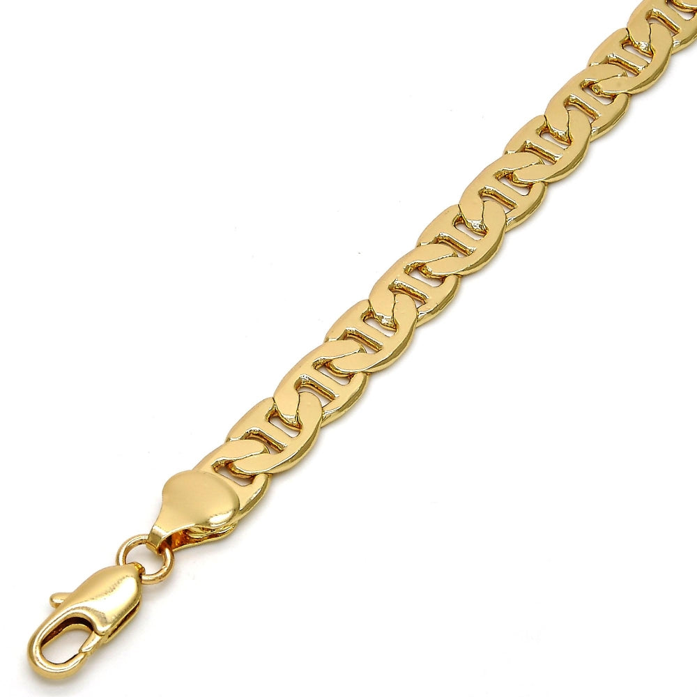 Gold Tone Basic Bracelet, Mariner Design, Polished, Golden Finish