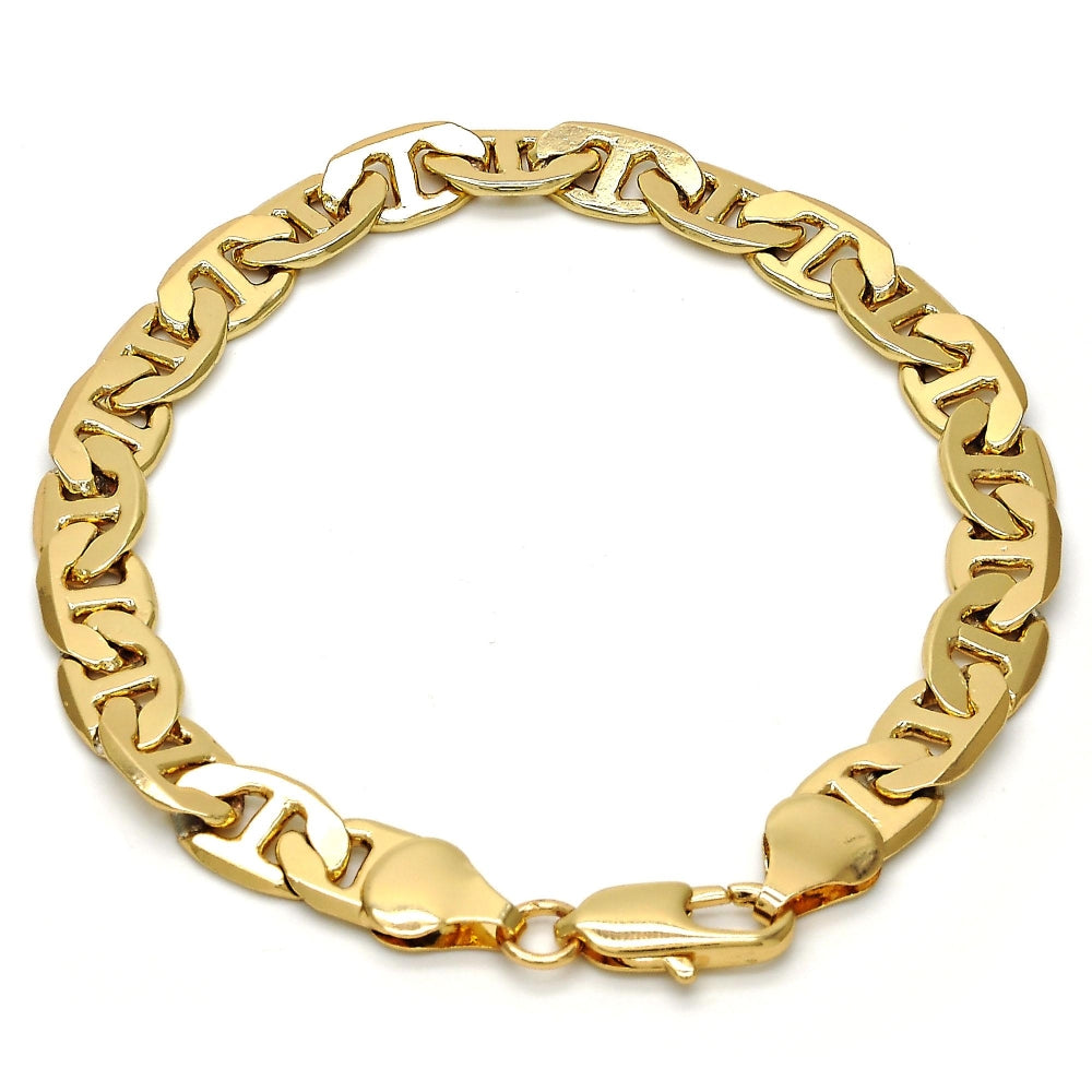 Gold Tone Basic Bracelet, Mariner Design, Polished, Golden Finish