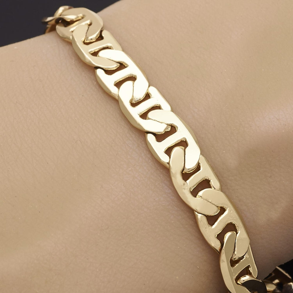 Gold Tone Basic Bracelet, Mariner Design, Polished, Golden Finish