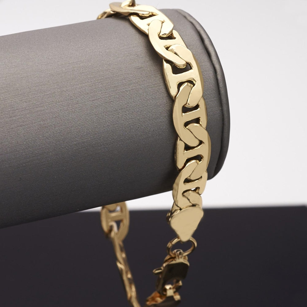 Gold Tone Basic Bracelet, Mariner Design, Polished, Golden Finish