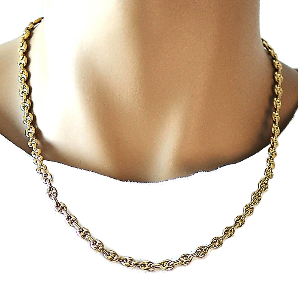Oro Laminado Basic Necklace, Gold Filled Style Puff Mariner Design, Polished, Golden Finish