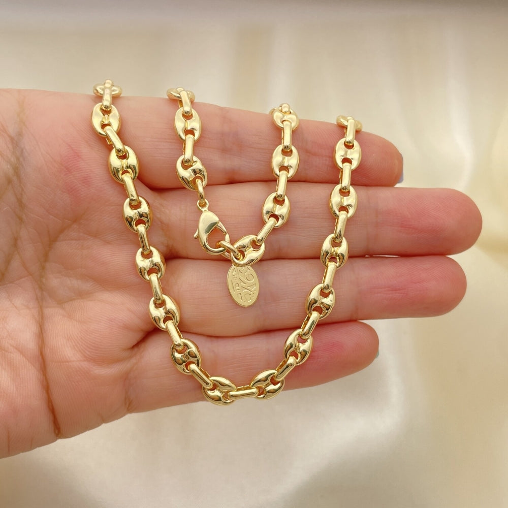 Oro Laminado Basic Necklace, Gold Filled Style Puff Mariner Design, Polished, Golden Finish