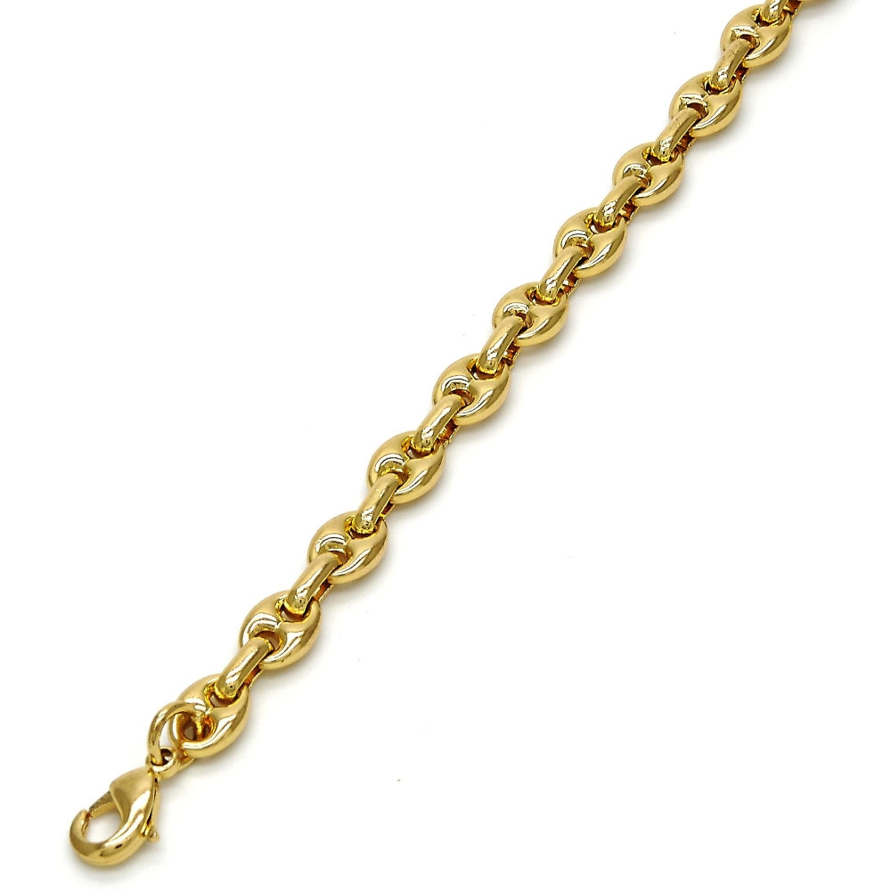 Oro Laminado Basic Necklace, Gold Filled Style Puff Mariner Design, Polished, Golden Finish