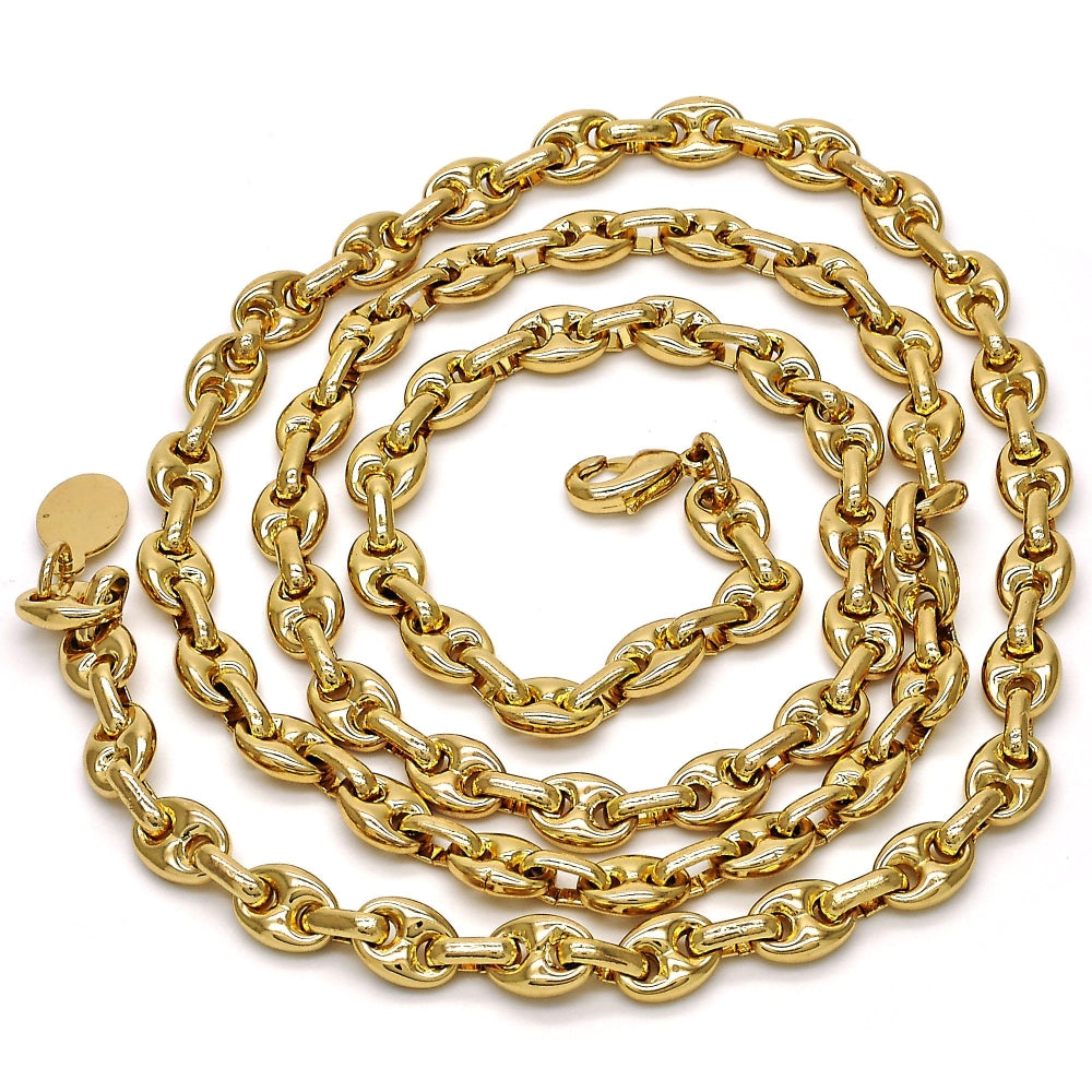 Oro Laminado Basic Necklace, Gold Filled Style Puff Mariner Design, Polished, Golden Finish