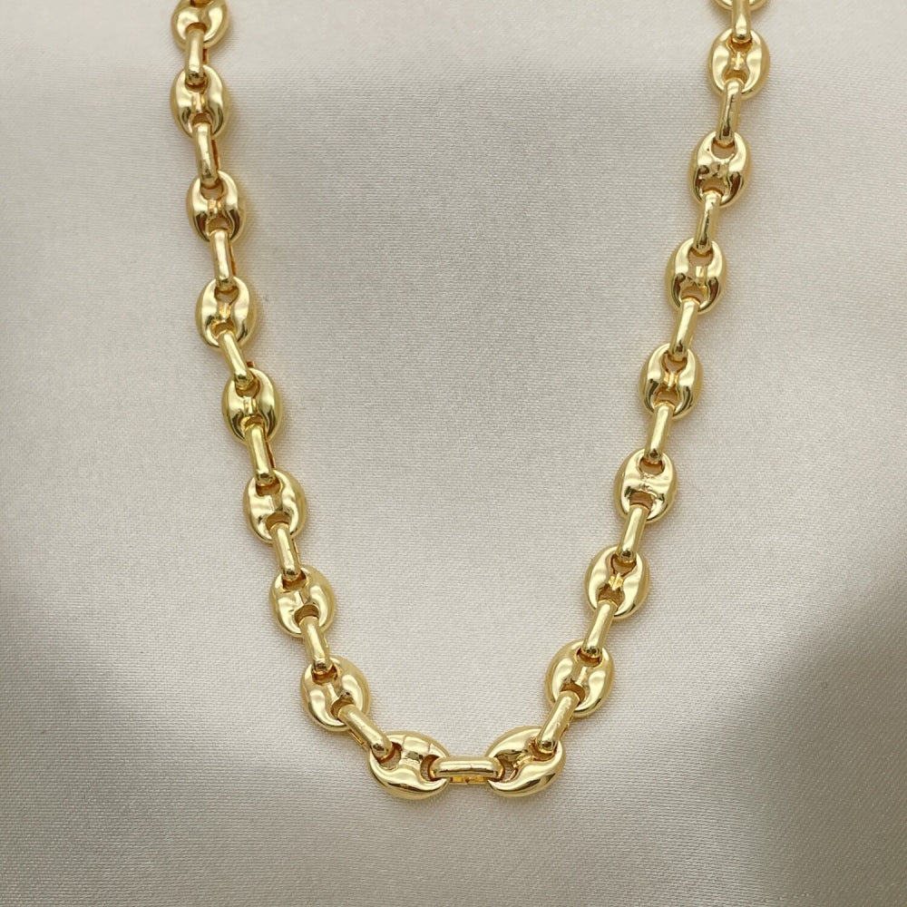 Oro Laminado Basic Necklace, Gold Filled Style Puff Mariner Design, Polished, Golden Finish