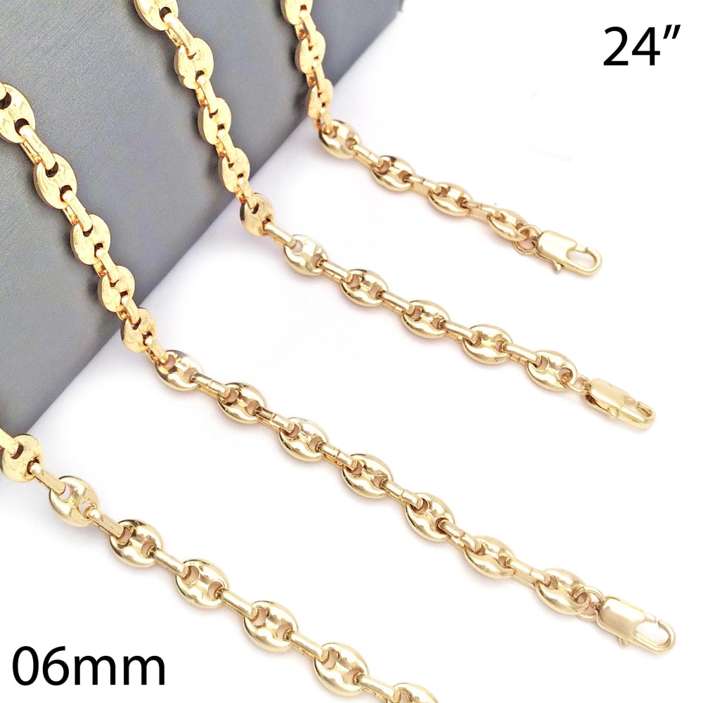 Oro Laminado Basic Necklace, Gold Filled Style Puff Mariner Design, Polished, Golden Finish